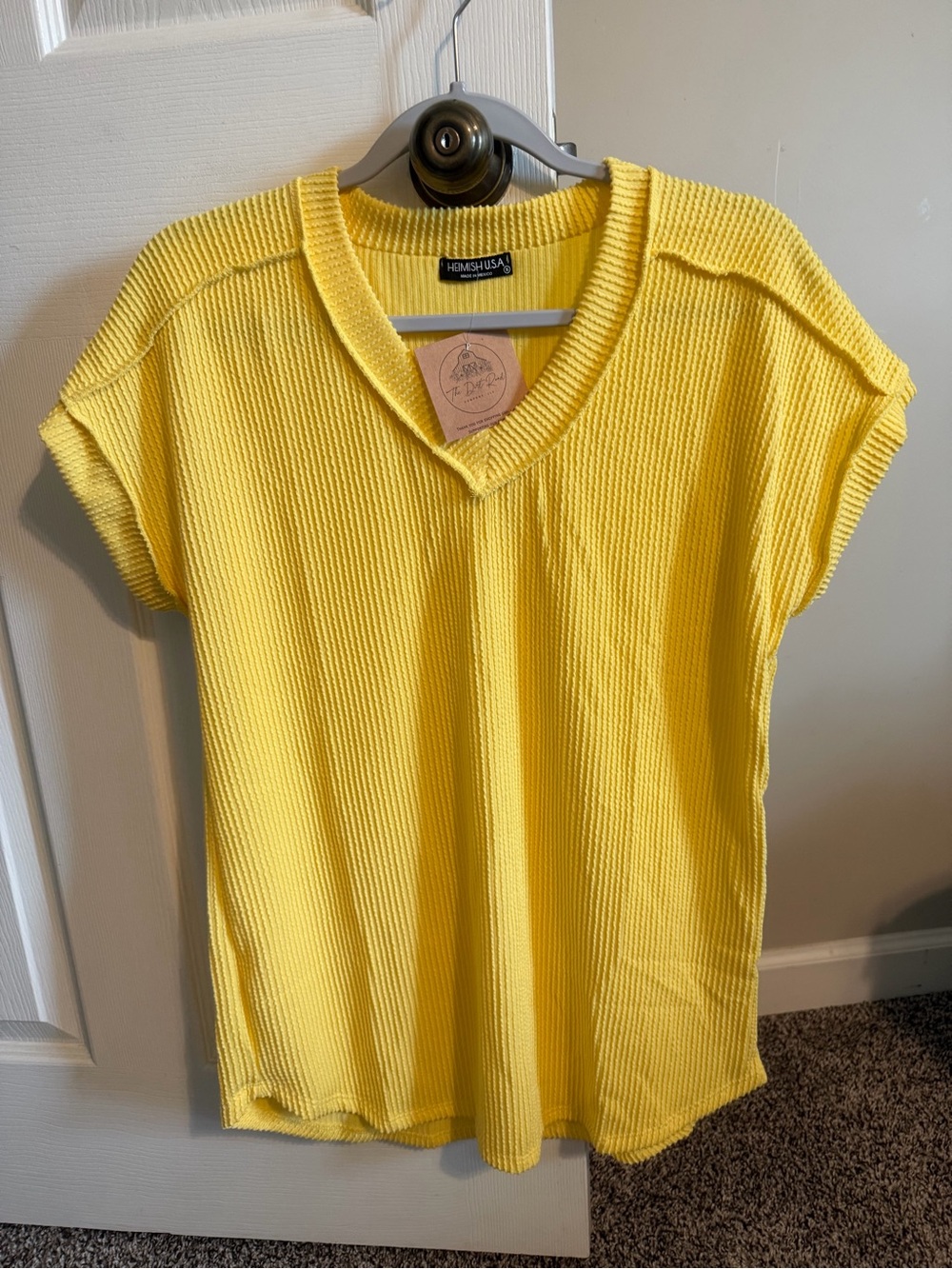 HEIMISH USA Yellow V-Neck Textured Knit Tank